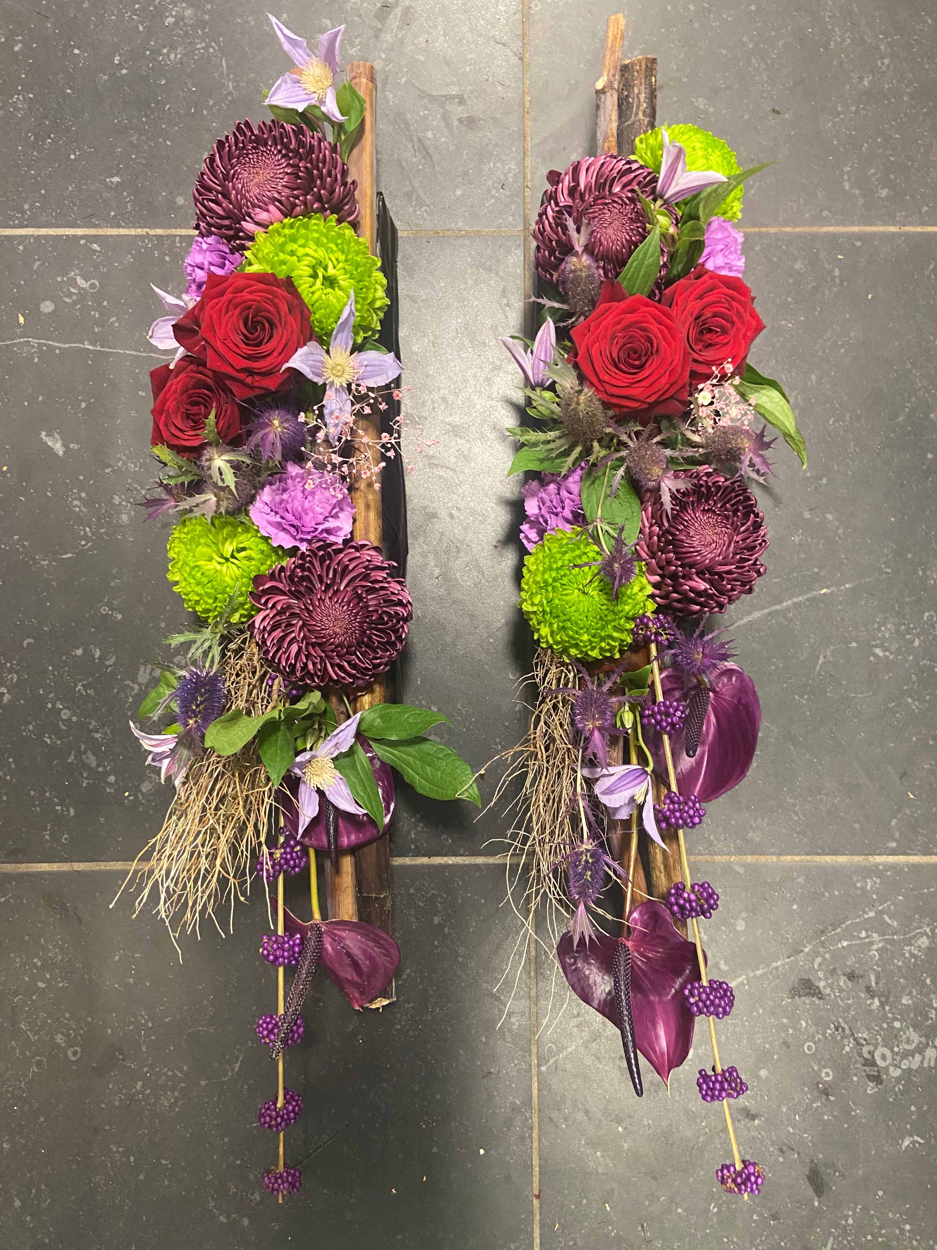 Bloemstuk purple (1 zijde)